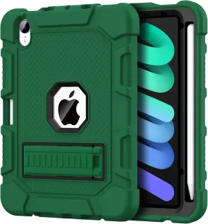 Case for iPad Mini 7 A17 Pro 2024 / iPad Mini 6 2021 8.3 Inch, Heavy Duty Shockproof Rugged Protective Case for iPad Mini 7th/6th Generation 8.3", Alpine Green