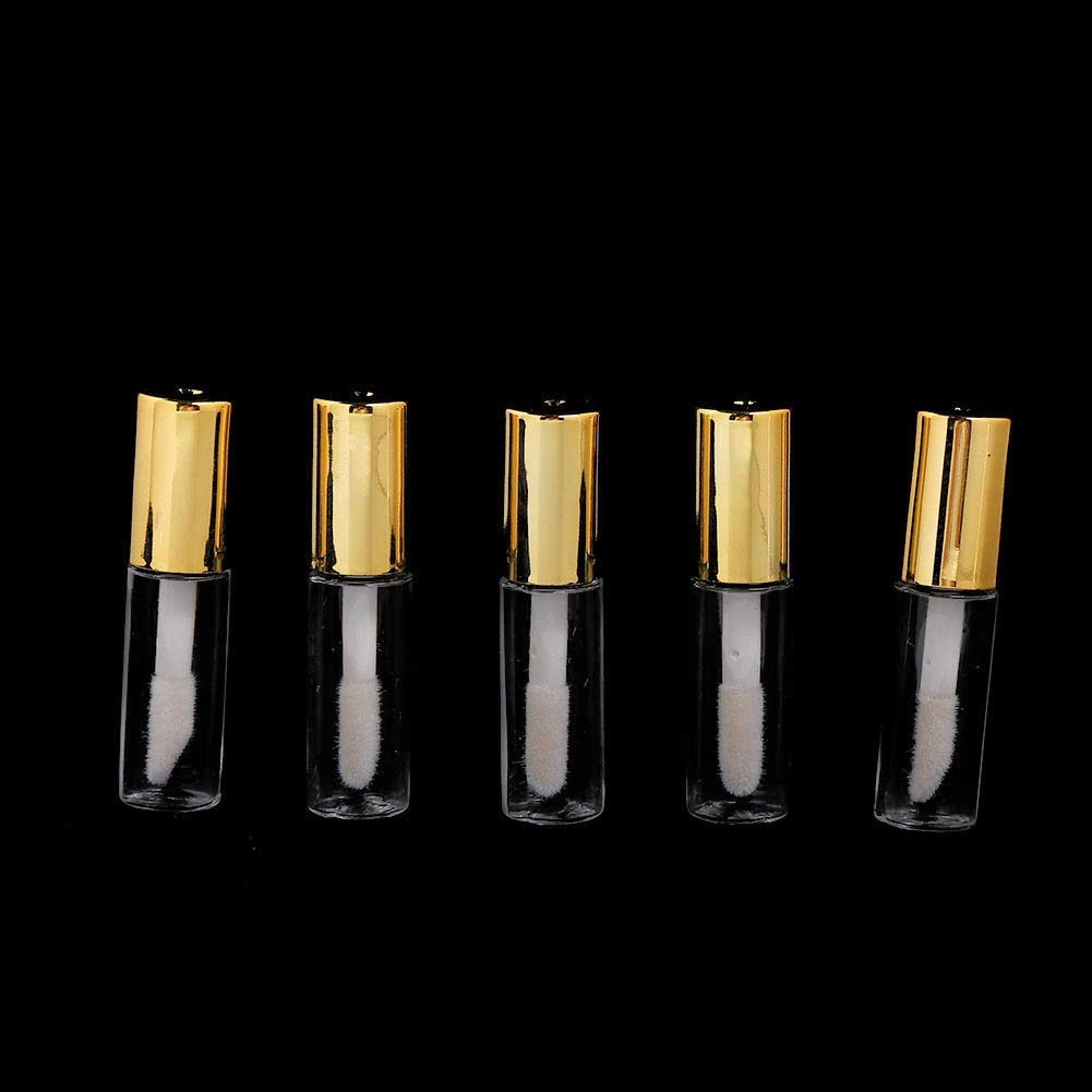 Case of 45 packs, Empty Plastic Clear Lip Gloss Tubes Lip Balm Bottle Container Gold Transparent 1.2ML Makeup Tool for Women (45 pcs, Gold)