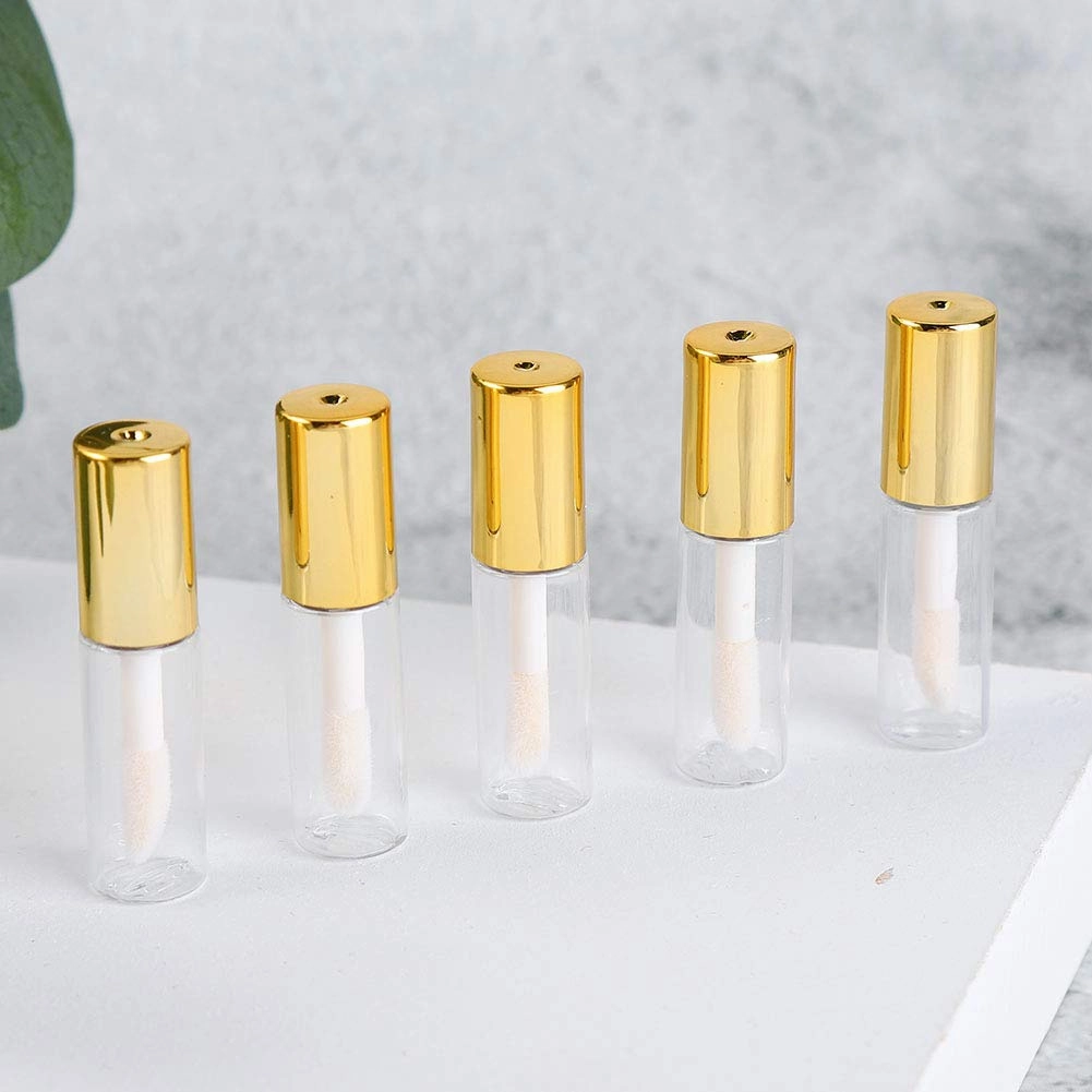 Case of 45 packs, Empty Plastic Clear Lip Gloss Tubes Lip Balm Bottle Container Gold Transparent 1.2ML Makeup Tool for Women (45 pcs, Gold)