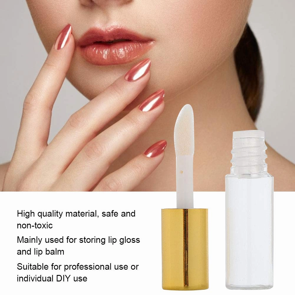 Case of 45 packs, Empty Plastic Clear Lip Gloss Tubes Lip Balm Bottle Container Gold Transparent 1.2ML Makeup Tool for Women (45 pcs, Gold)