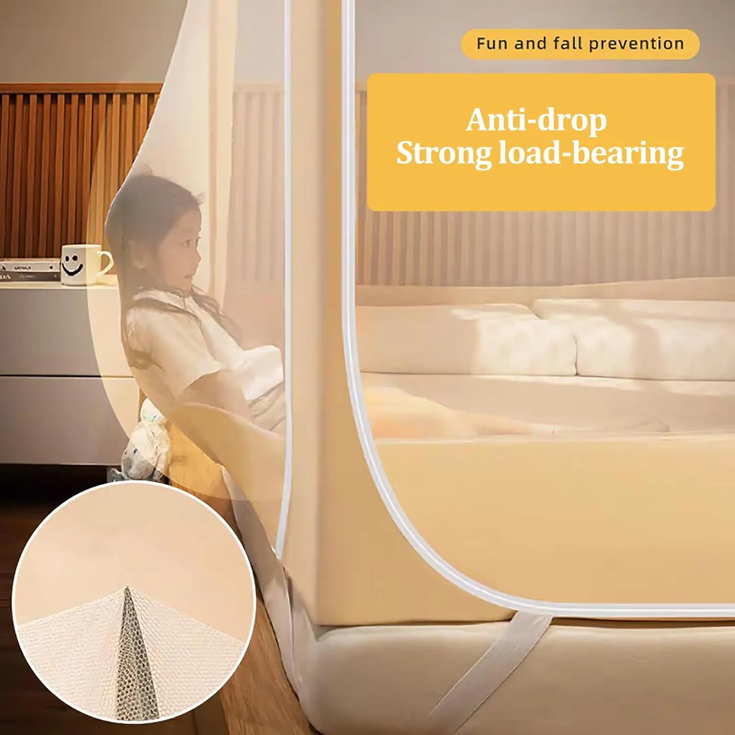 Castle Style Mosquito Netting Bed Frame Canopy Bed Netting Canopy Frame Bed Canopy Curtains Mosquito Net Tent for Bed with Canopy Frame,Bule B,Twin