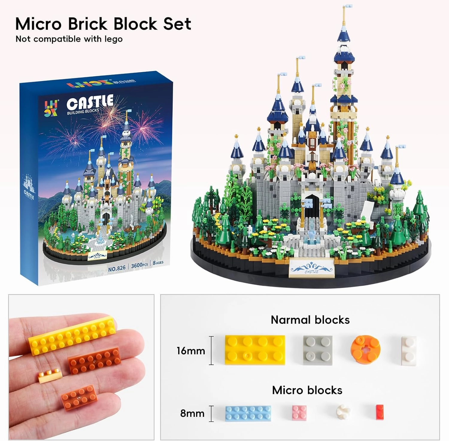 Castle Building Blocks kit, (3600pcs) Princess Castle Toys Playset for Adult, Medieval Fairytale Castle Model,Collectible Mini Blocks Castle Building Set for Women and Girls 10 12 14 