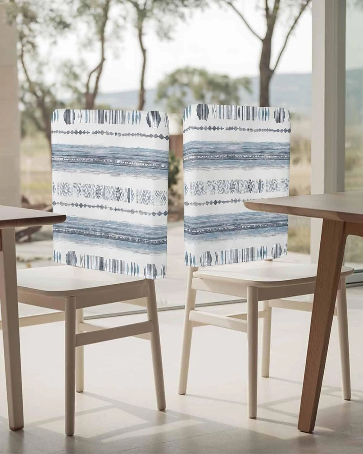 Chair Covers Set of 6 Texture Brush Hand Painted Chair Back Covers Stretch Removable Washable Slipcovers Seat Protector for Dining Room Kitchen Party Decor
