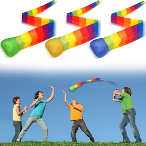 Chalyna 3 Pieces Throw and Catch Ball, Rainbow Tail Foam Ball Sports Comet Balls Soft Colorful Play Playground Toys Bulk for Indoor Outdoor Kids Adults School Training Gift, 23.62 Inch Long