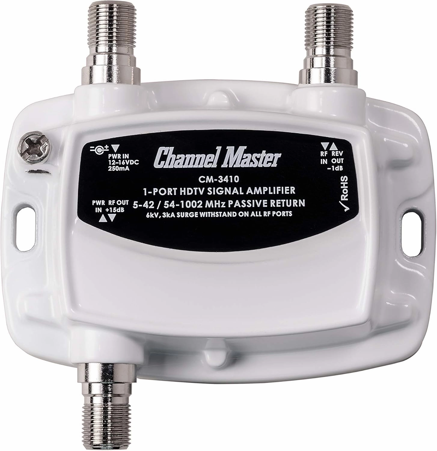 Channel Master Ultra Mini 1-1-Port TV Antenna Distribution Amplifier, 15dB gain, Compatible with Non-Amplified TV Antennas, Cable and Internet Modems, Increases Signal Strength, Indoor/Outdoor