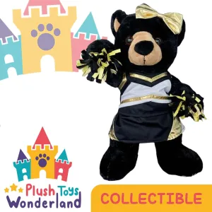 Cheer Uniform Outfit for Plush Animal Teddy Bear - Fits Most 6"-10" Plush Soft Toys Adorable & Cozy Gold & Black Cheerleader Costume Plushie Buddy Bear - Playful Gift for Kids