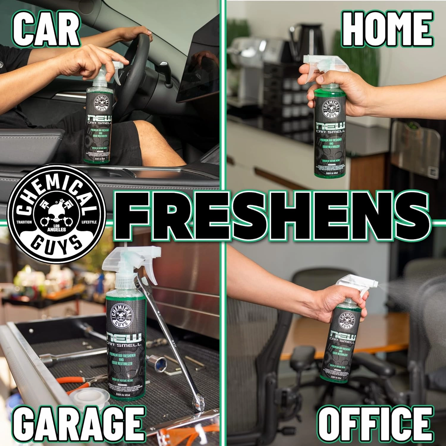 Chemical Guys AIR_301 Best Air Freshener Kit - New Car Scent, Leather Scent & Signature Stripper Scent, (Great for Cars, Trucks, SUVs, RVs & More) (3) 16 fl oz Bottles
