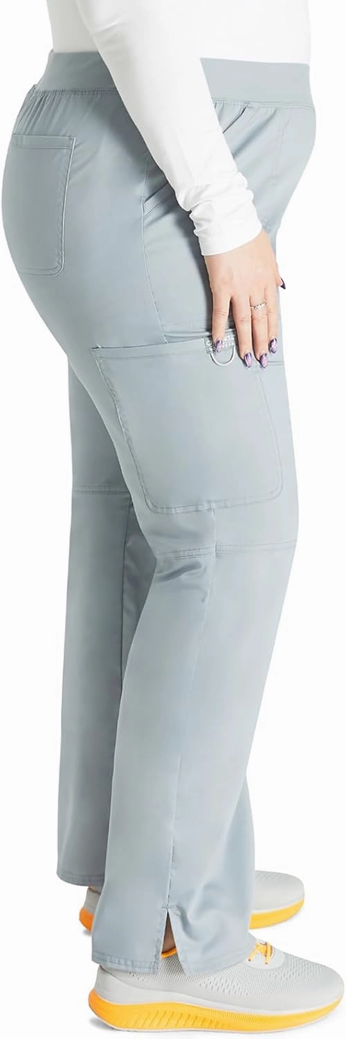 Cherokee Scrub Set For Women, Modern Classic Fit Mock Wrap Top WW610 With Mid Rise, Straight Leg Pant WW110