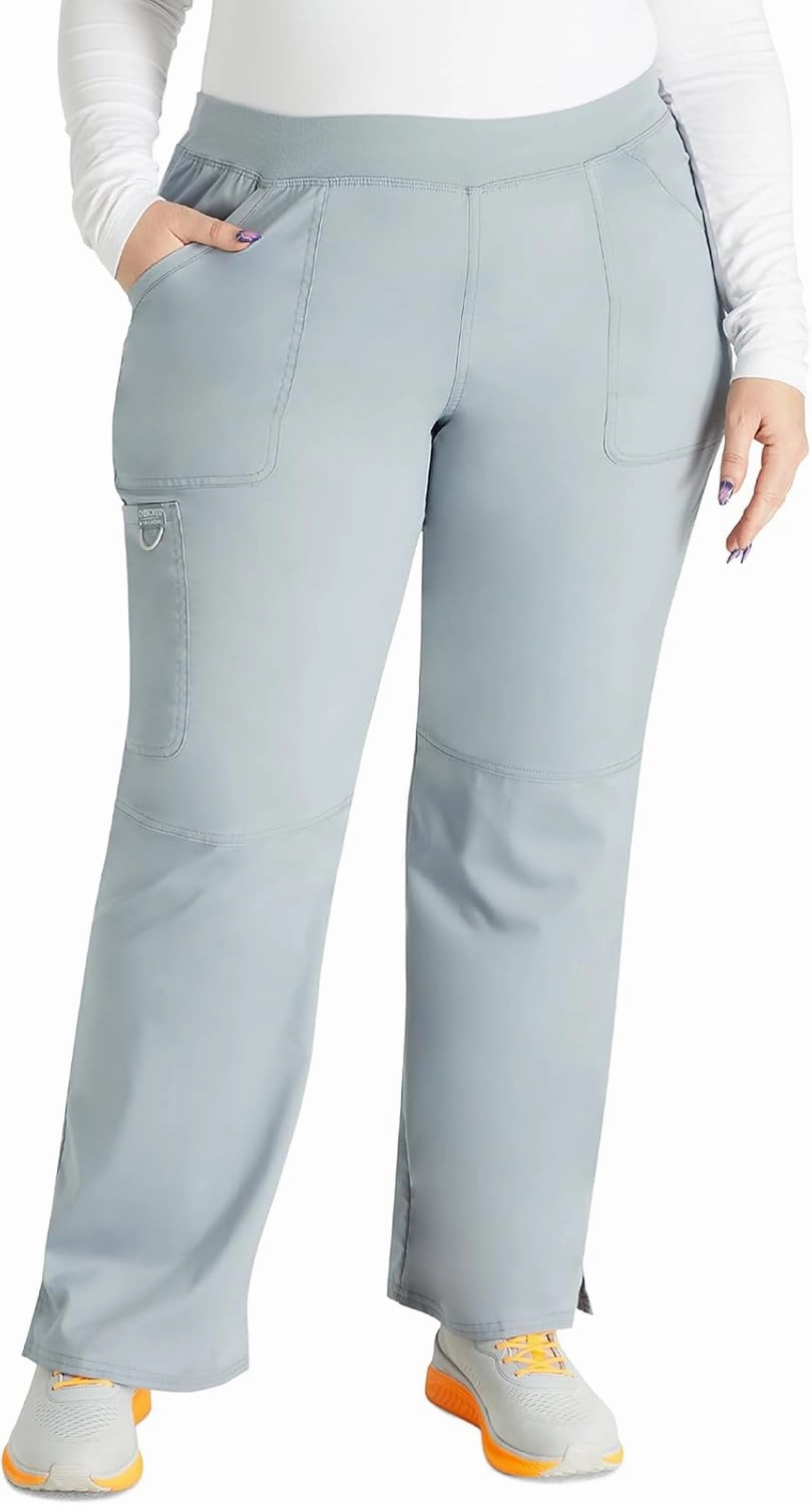 Cherokee Scrub Set For Women, Modern Classic Fit Mock Wrap Top WW610 With Mid Rise, Straight Leg Pant WW110