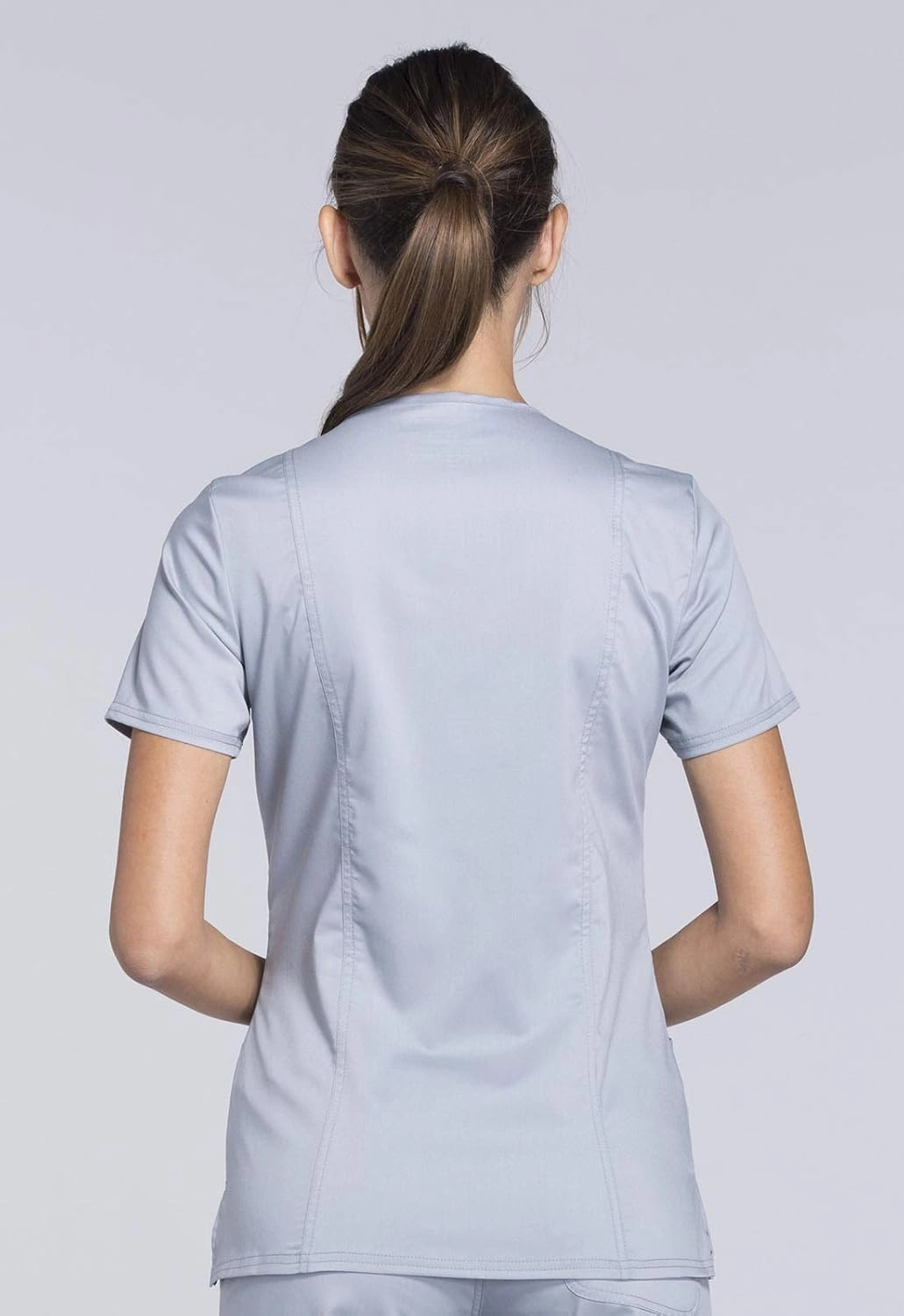 Cherokee Scrub Set For Women, Modern Classic Fit Mock Wrap Top WW610 With Mid Rise, Straight Leg Pant WW110