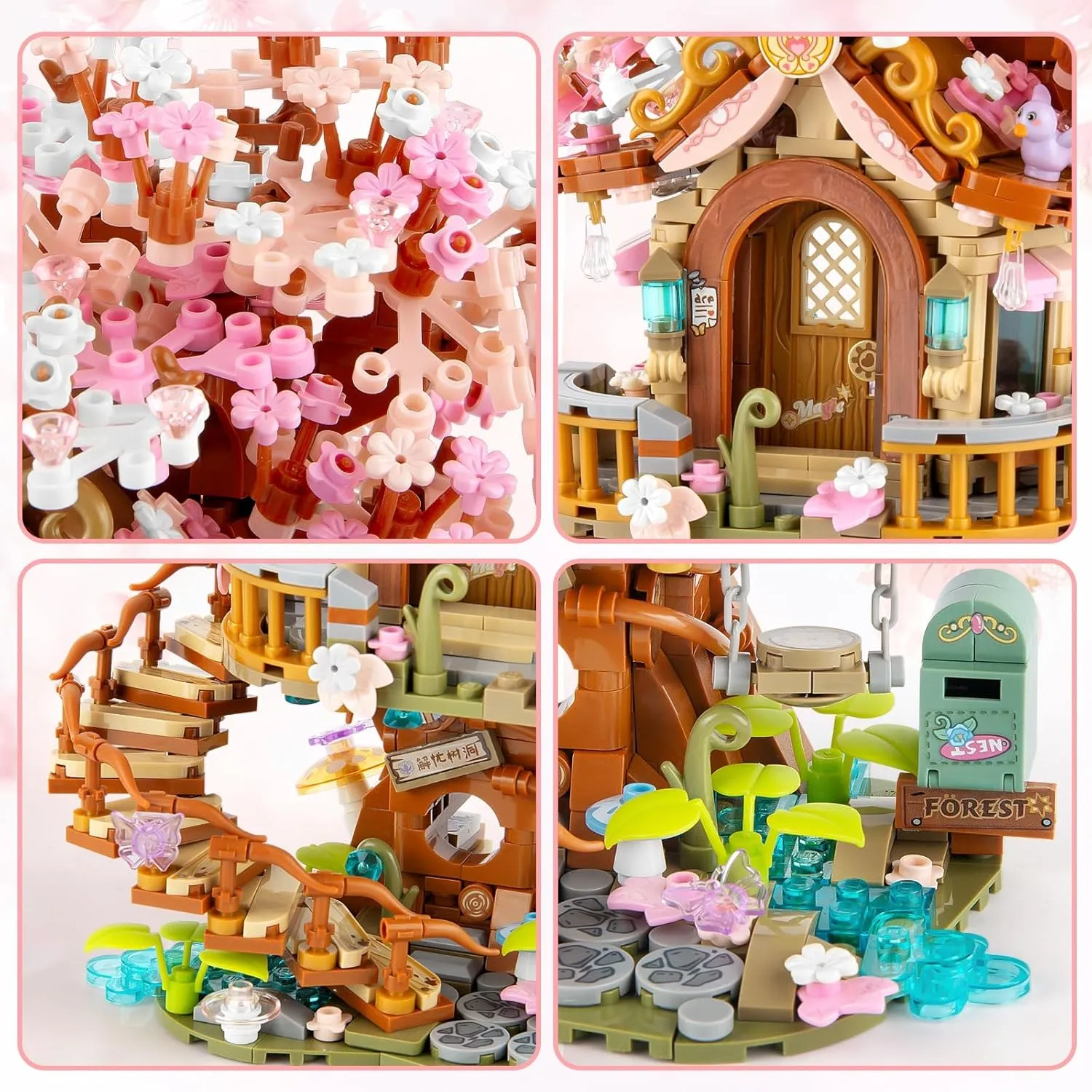 Cherry Blossom Bonsai Tree Building Sets, Japanese Tree House Model Sets for Adults, 1149 PCS Mini Bricks Creative Gifts for Teens Girls 12 