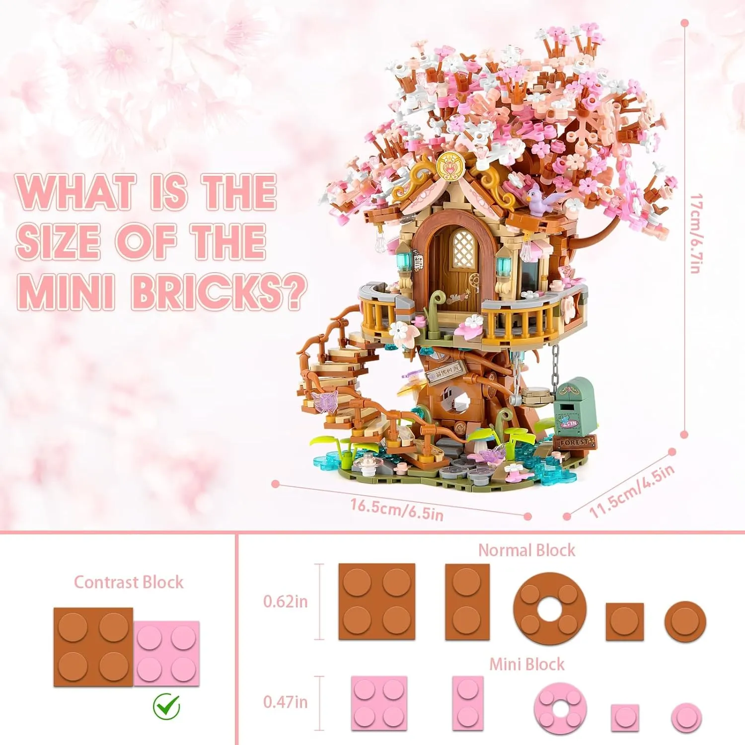 Cherry Blossom Bonsai Tree Building Sets, Japanese Tree House Model Sets for Adults, 1149 PCS Mini Bricks Creative Gifts for Teens Girls 12 