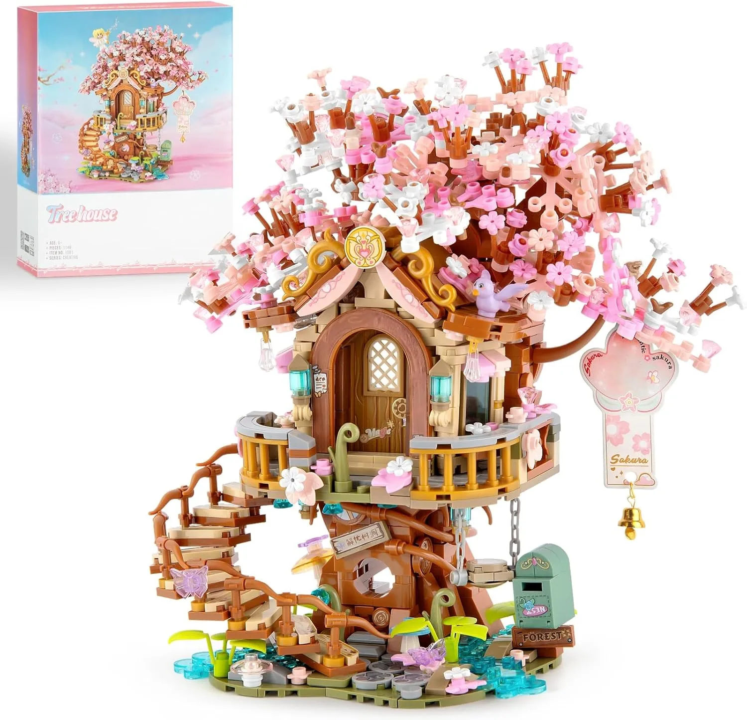 Cherry Blossom Bonsai Tree Building Sets, Japanese Tree House Model Sets for Adults, 1149 PCS Mini Bricks Creative Gifts for Teens Girls 12 