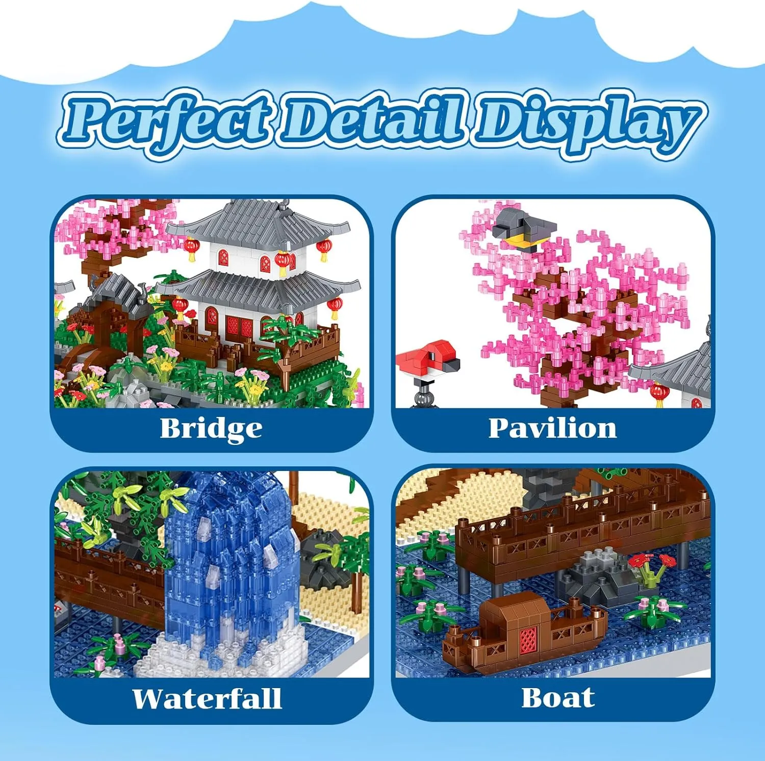 Cherry Blossom Tree Building Set, Chinese Architecture Blocks Japanese Sakura House Set Bonsai Kit, Sets for Adults Gift Kids Age 12 (3220 Pieces) (PBS001)
