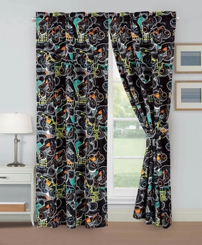 Chezmoi Collection 4-Piece Kids/Teens Monster Trucks Window Multi-Color Printed Monster Truck Racing Fun Kids Room Curtains, 2-Panels (42" W x 63" L)