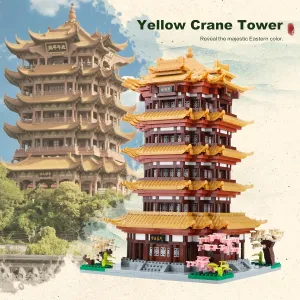 Chinese Ancient Architecture Micro Building Blocks Set Yellow Crane Tower Mini Bricks Model Kit for Toy Present Adults and Kids