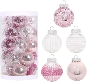 Christmas Ornaments Balls, 25pcs, Mixed (Painted, Mirrored, Electroplated) Plastic, Perfect for Christmas Tree Decoration