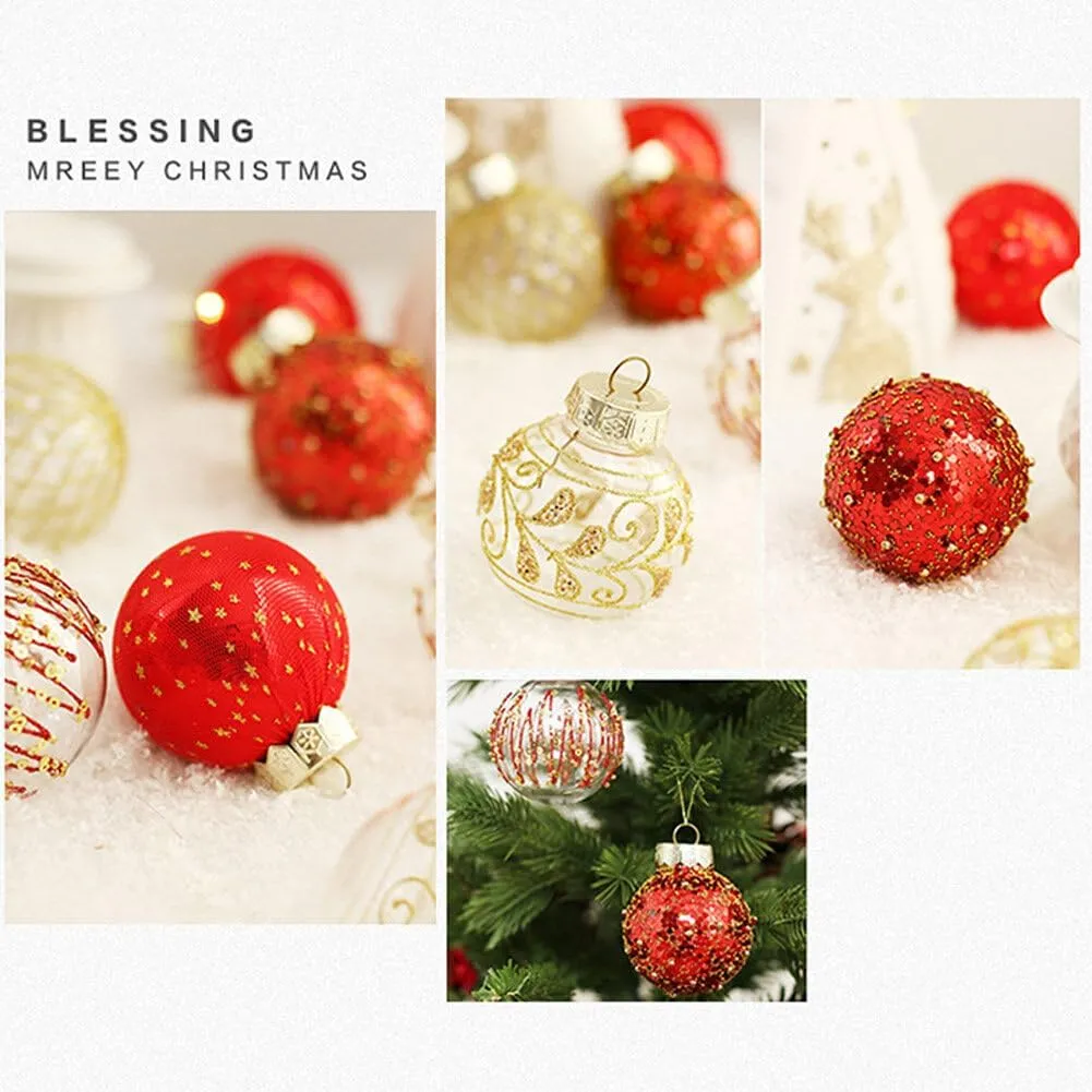 Christmas Ornaments Balls, 25pcs, Mixed (Painted, Mirrored, Electroplated) Plastic, Perfect for Christmas Tree Decoration