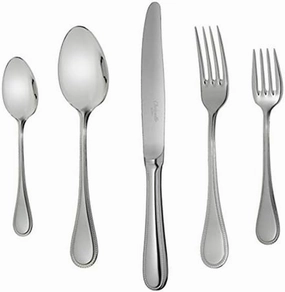 Christofle Perles II Stainless Steel 30-Piece Service for 6 Flatware Set   Storage Chest