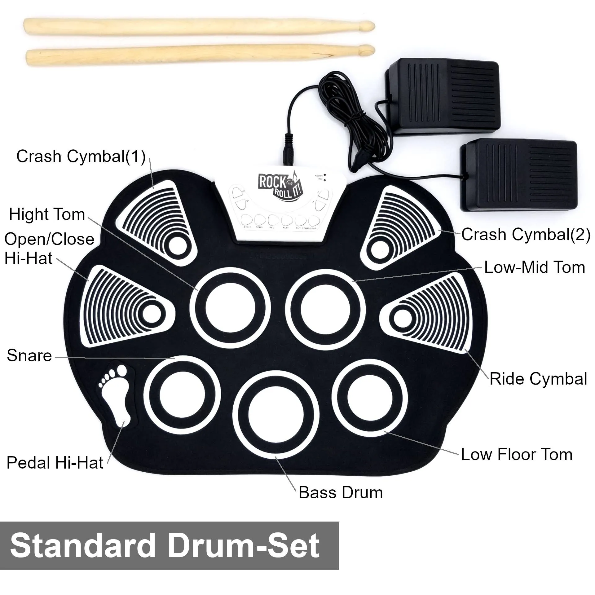 Classic Drum Toy - Electronic Silicone Pad   Bass/Hi Hat Pedals