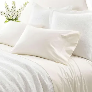 Classic Hemstitch Ivory Sheet Set, California King Size, Ivory Solid Pattern