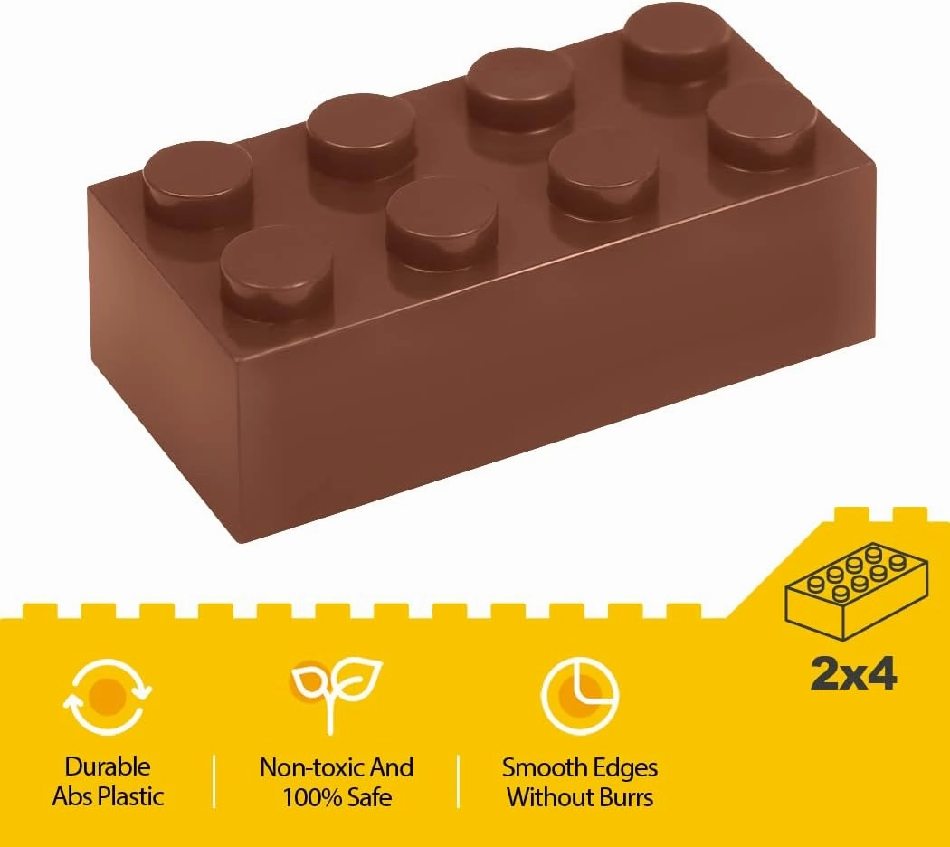 Classic Building Bricks, 200 Piece 2x4 Building Blocks STEM Creative Building Toys Compatible with All Major Brands, MOC Building Bricks DIY Play Set for Kids Age 6  (Brown)