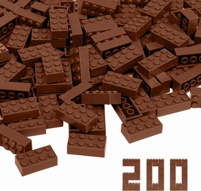 Classic Building Bricks, 200 Piece 2x4 Building Blocks STEM Creative Building Toys Compatible with All Major Brands, MOC Building Bricks DIY Play Set for Kids Age 6  (Brown)