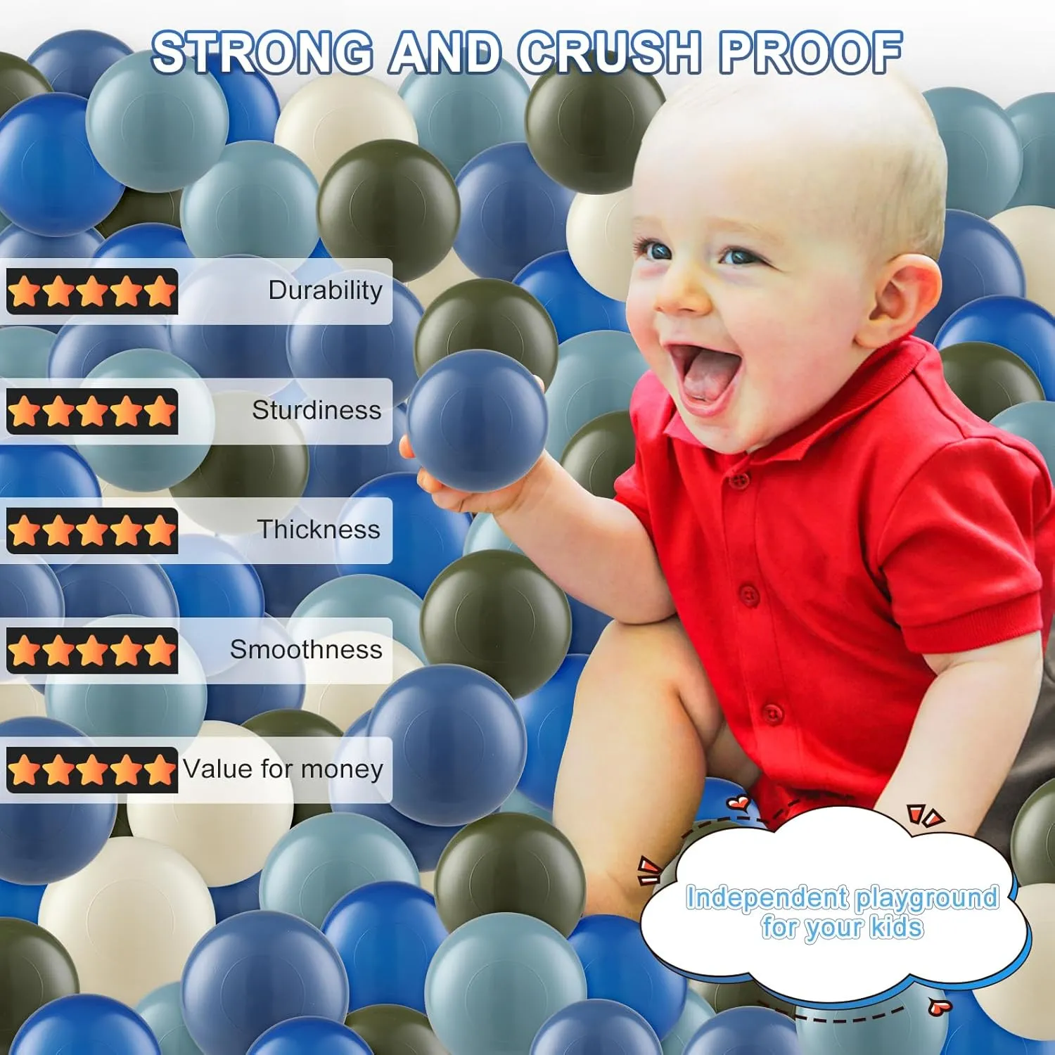 Clear Ball Pit Balls - Crush Proof Plastic Toy Balls for Boys and Girls