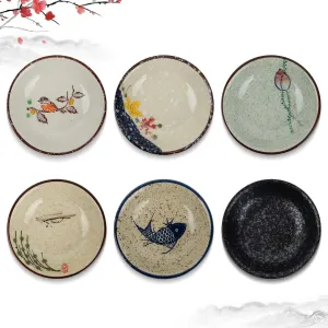 clothmile 4 Inch 6 Pieces Japanese Retro Ceramic Dipping Bowls Japanese Style Side Dishes Sauce Dishes Asian Chinese Side Dishes Dishes for Sushi,Sauce,Snack Pinch Bowls for Kitchen Prep