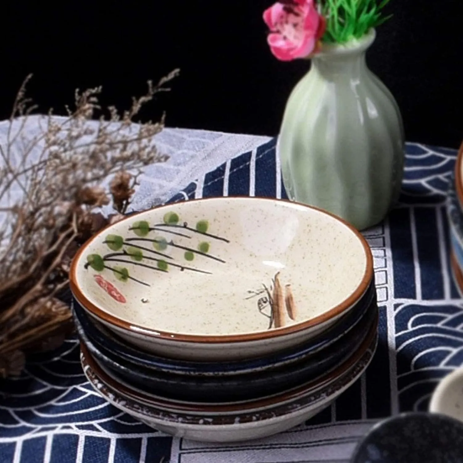 clothmile 4 Inch 6 Pieces Japanese Retro Ceramic Dipping Bowls Japanese Style Side Dishes Sauce Dishes Asian Chinese Side Dishes Dishes for Sushi,Sauce,Snack Pinch Bowls for Kitchen Prep
