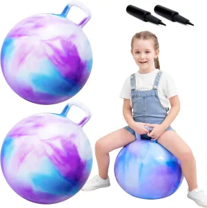 Clouds Hopper Ball 2 Pack, 18 Inch Bouncy Ball with Handle for Kids Ages 3-8, Inflatable Bounce Hopper Toy with Pump, Hopping Balls for Boys Girls Indoor Outdoor Play
