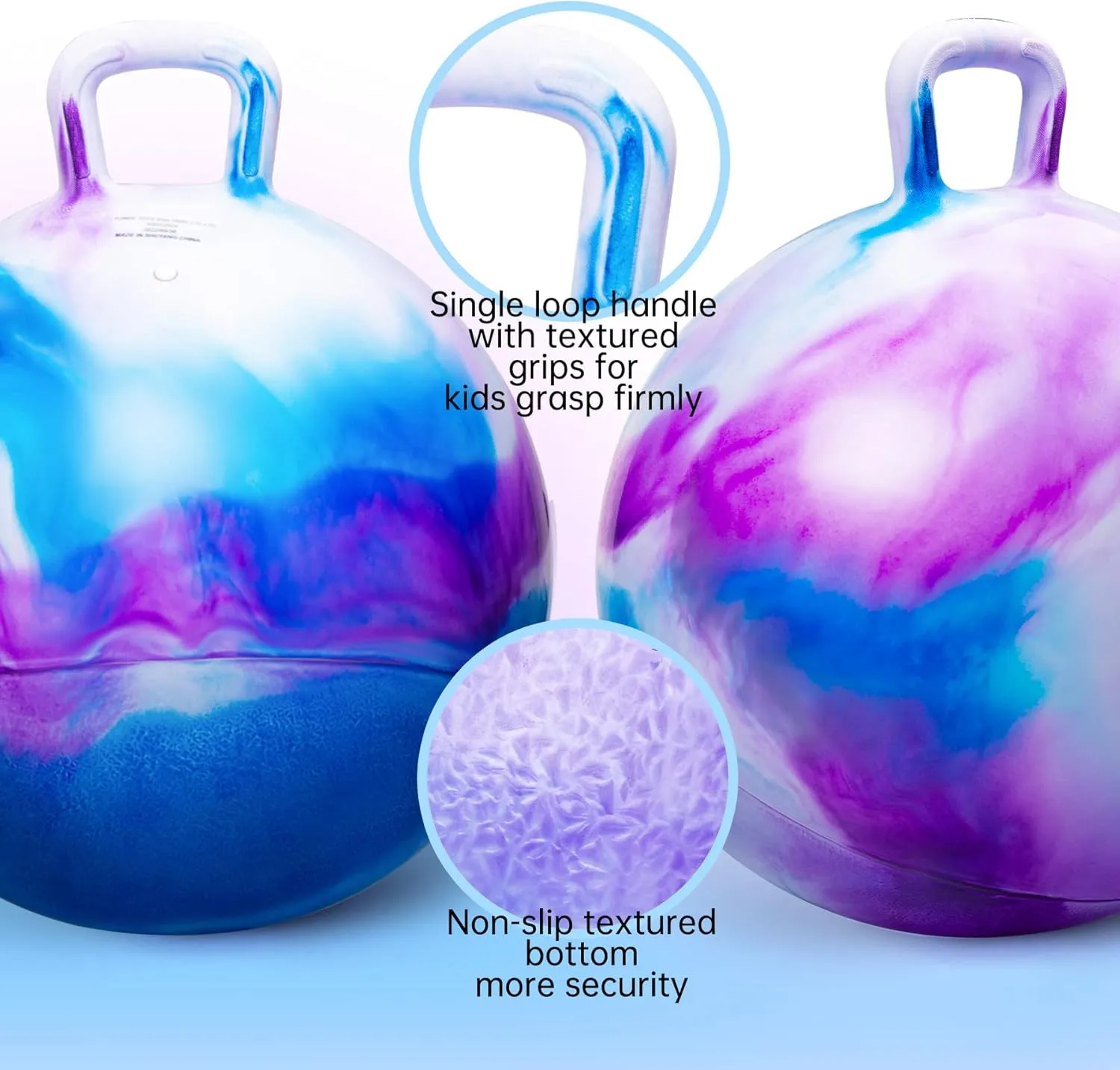 Clouds Hopper Ball 2 Pack, 18 Inch Bouncy Ball with Handle for Kids Ages 3-8, Inflatable Bounce Hopper Toy with Pump, Hopping Balls for Boys Girls Indoor Outdoor Play