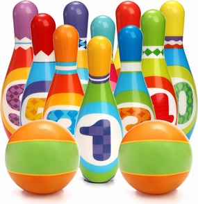 Coloch Kids Bowling Set, Indoor Toddler Bowling Game Educational Toy Game Soft Colorful 10 Foam Pin and 2 Balls Play Game Printed with Numbers for Baby Age 3 , Boys and Girls, Birthday Gift