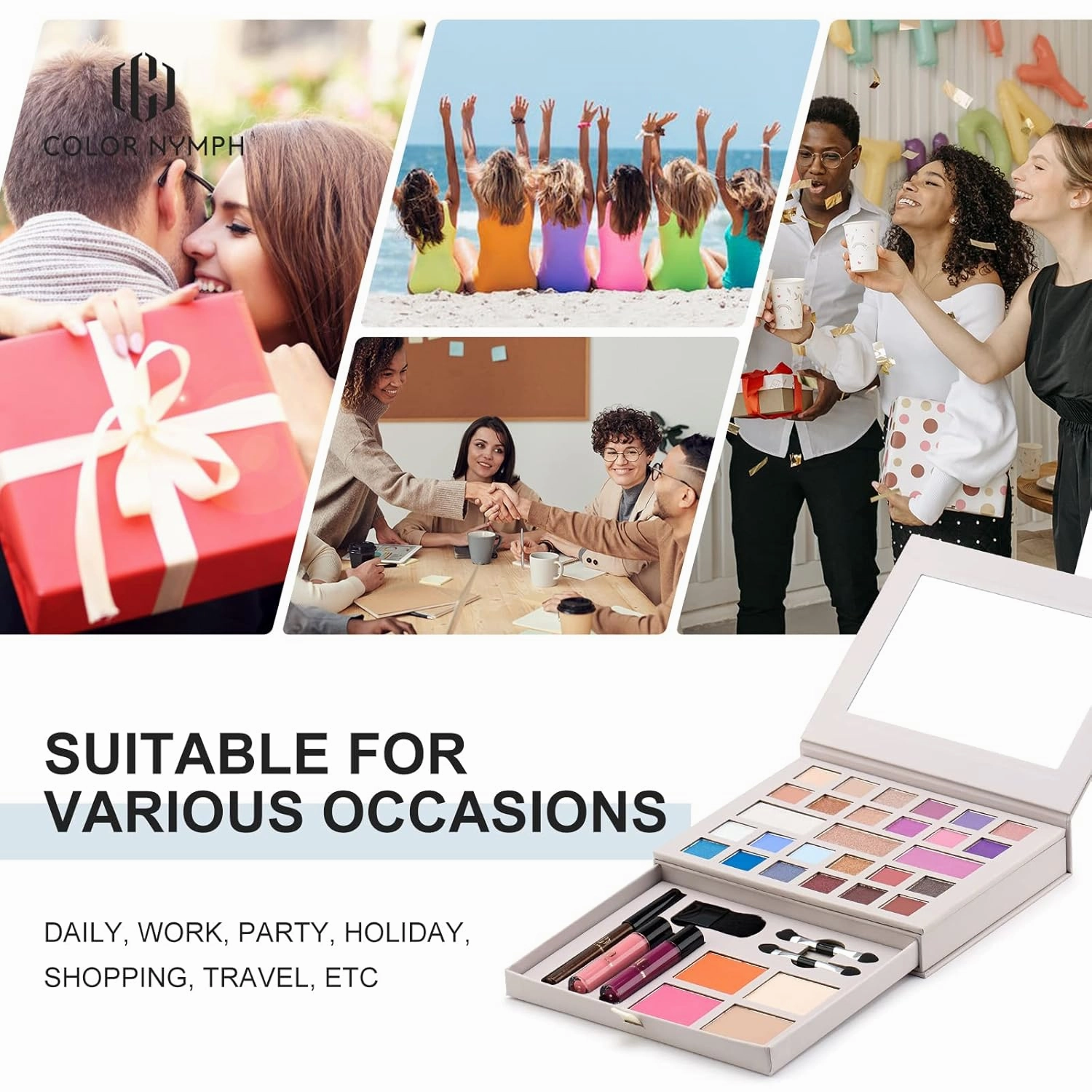 Color Nymph Makeup Kit for Women Full Kit Makeup Gift Set All in One Makeup Kit with 24 Colors of Eyeshadow, Makeup Brushes, Lip Glosses, Eyeliner Pencil, Mirror