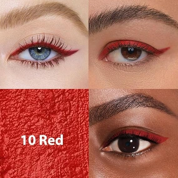 Colored Gel Glitter Eyeliner ，Waterproof Pearl Eye Shadow Pencil Metallic Glitter Eye Liner Pencil for Women,Eye Liners & Shadow Pencil Eye Makeup (10# Red)