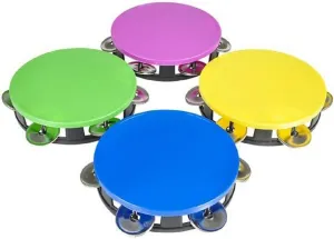 Colorful Neon Tambourines (5.5") Plastic Colorful Party Favors, Party Instruments, Noise Maker (12 Pack)