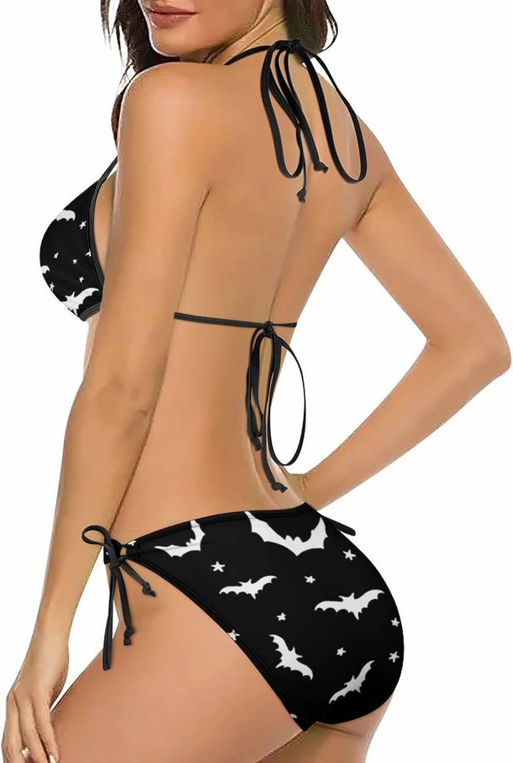Colorful Sharks Women Two Piece Bikini Set Halter Padded Top Tie Side Bottom Triangle Swimsuit