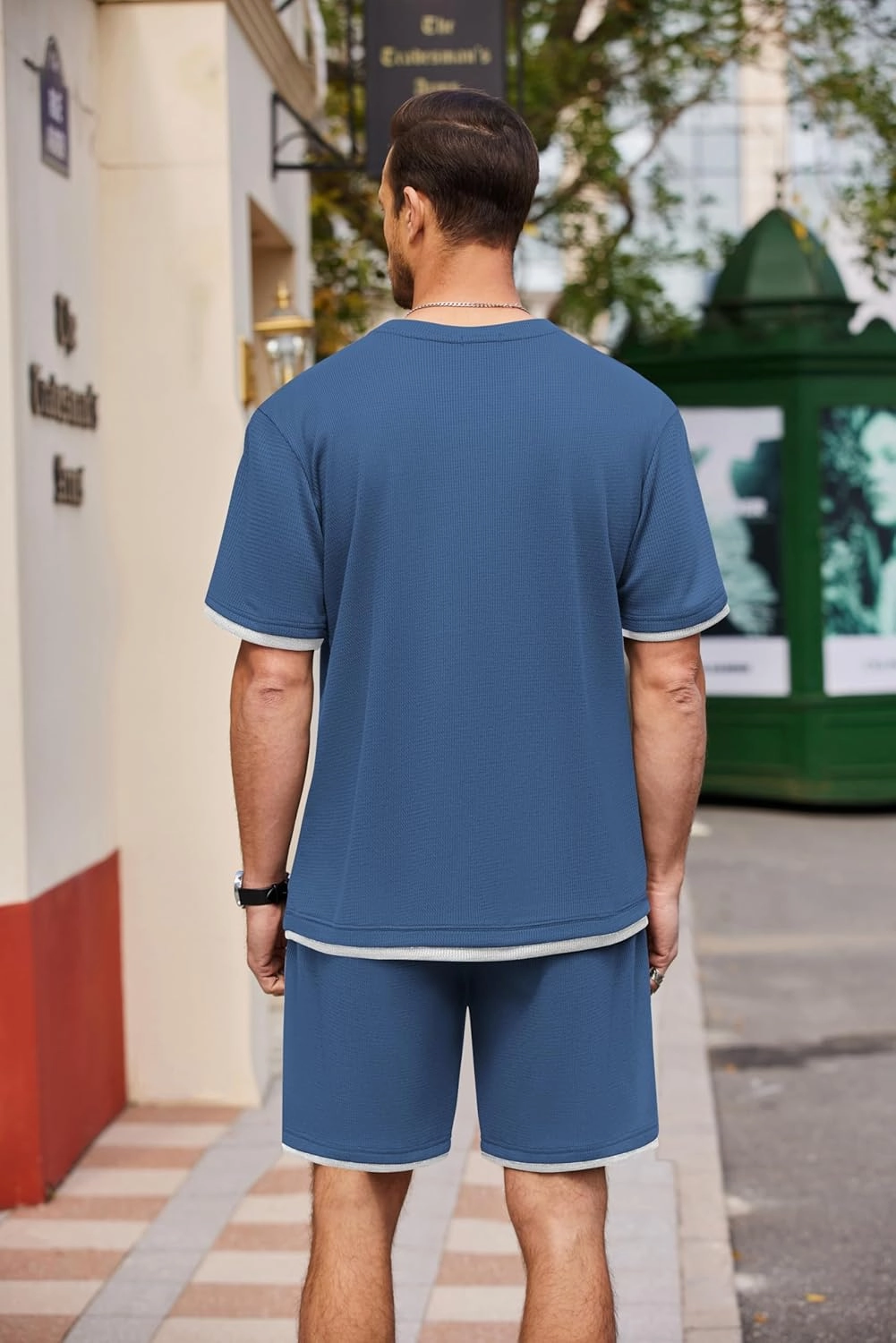 COOFANDY Men's Waffle Shirt and Shorts Set 2 Piece Outfits Casual Summer Tracksuits Set with Pockets