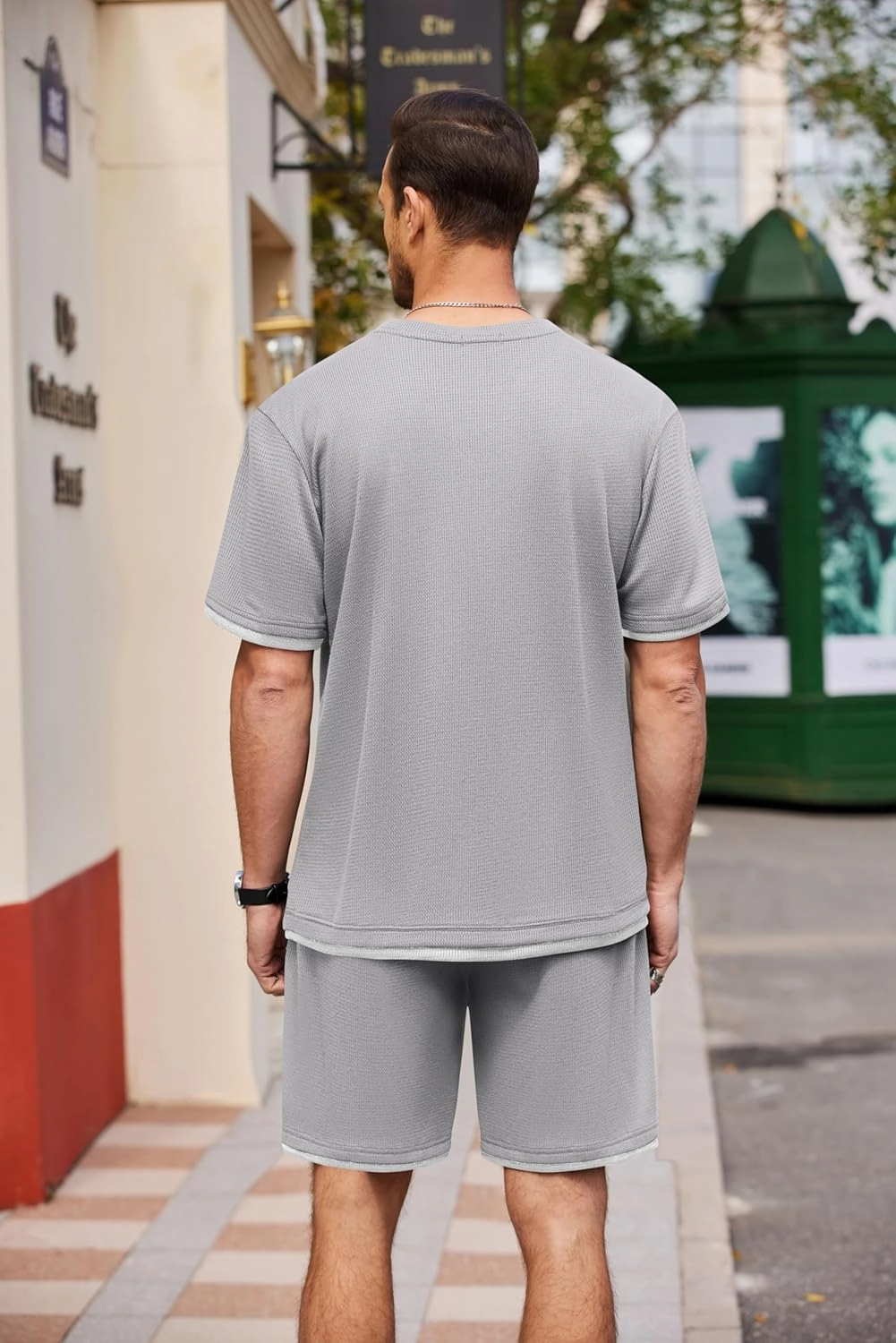 COOFANDY Men's Waffle Shirt and Shorts Set 2 Piece Outfits Casual Summer Tracksuits Set with Pockets