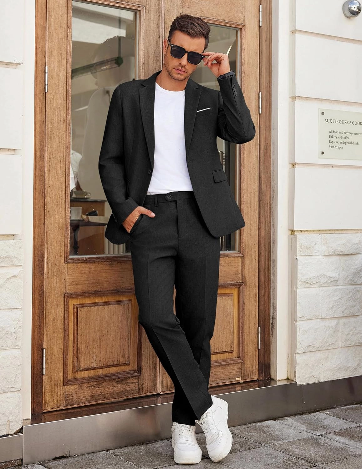 COOFANDY Men Suits Classic Fit 2 Piece Suit Set One Button Casual Blazer Wedding Bussiness Suit Separates