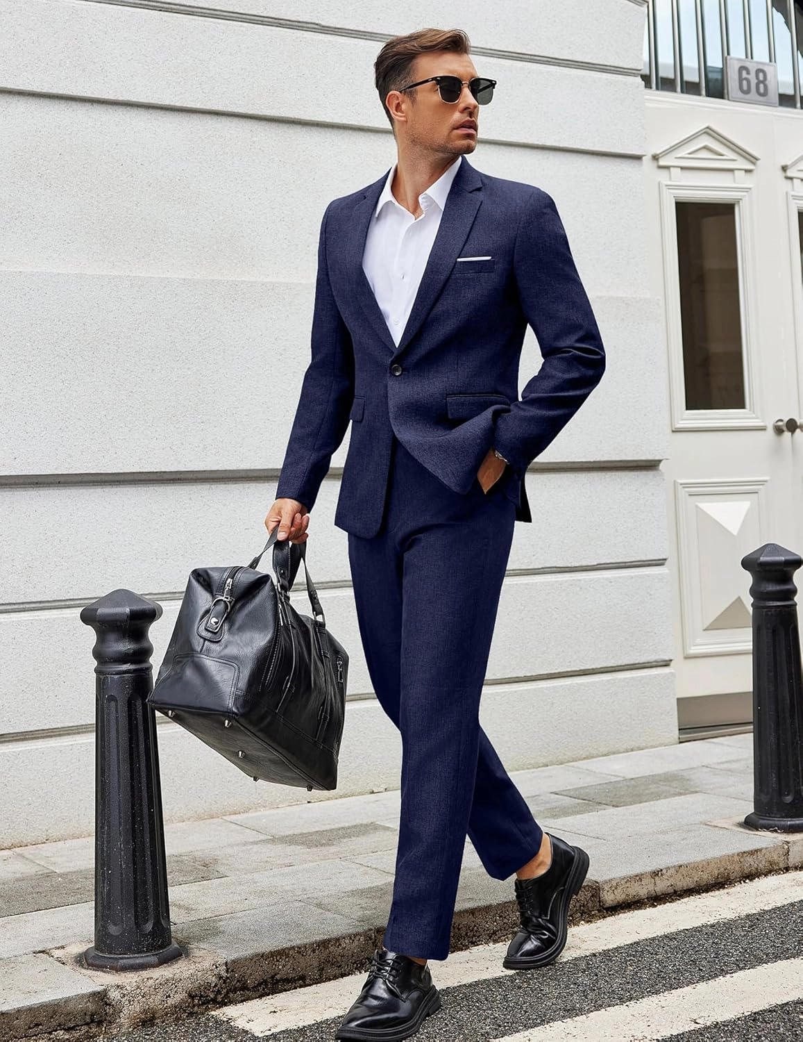 COOFANDY Men Suits Classic Fit 2 Piece Suit Set One Button Casual Blazer Wedding Bussiness Suit Separates