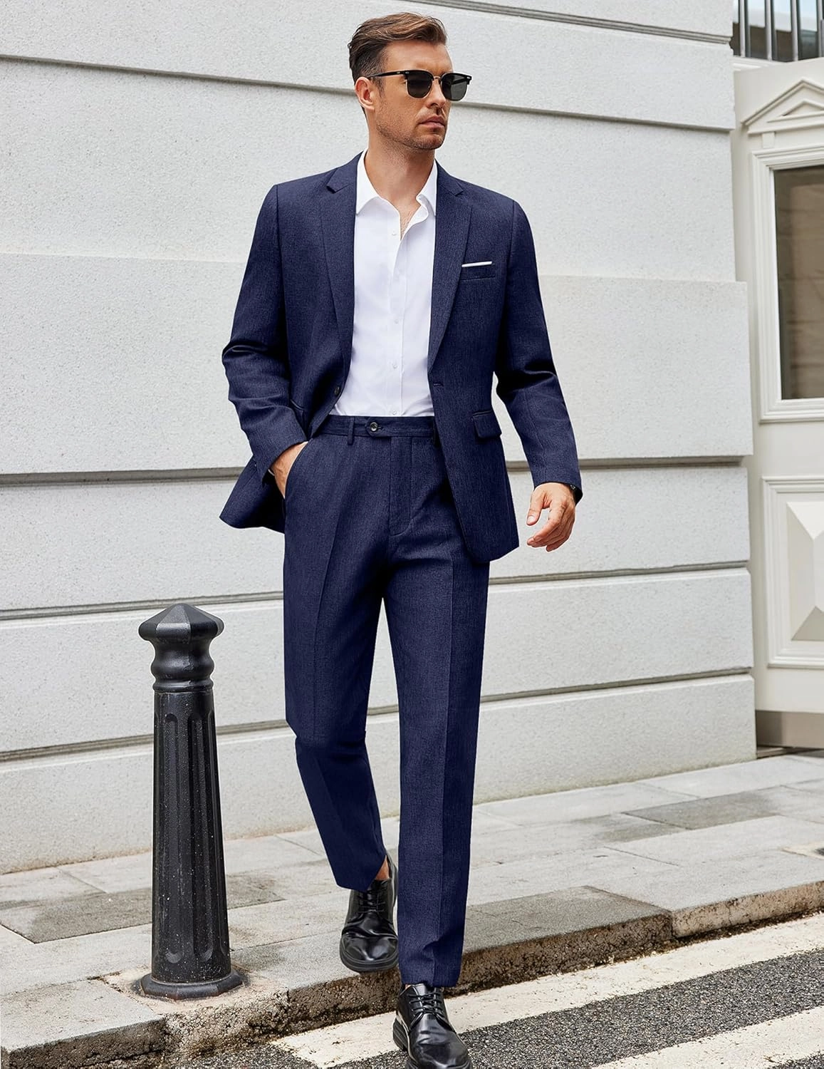 COOFANDY Men Suits Classic Fit 2 Piece Suit Set One Button Casual Blazer Wedding Bussiness Suit Separates