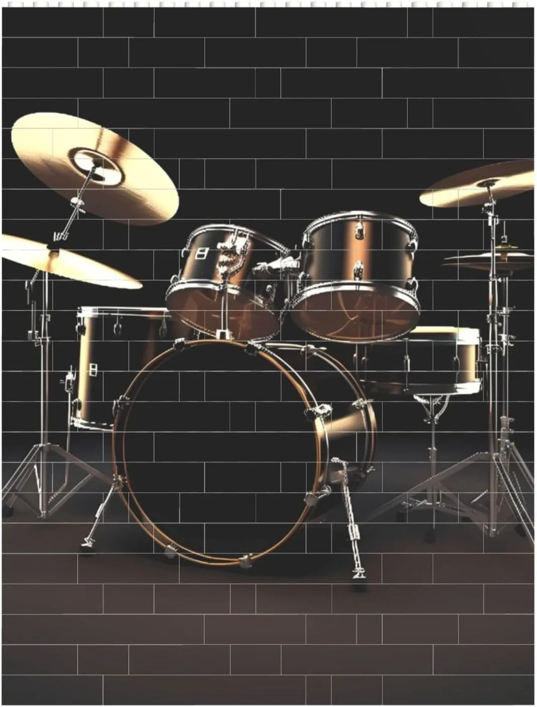 Cool Drum Set Building Block Puzzle Personalized Building Bricks Block Puzzle Building Family Keepsake DIY Brick Block Puzzles Valentine's Day Gifts for Home Decor Brick Puzzle