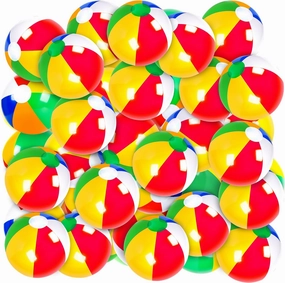 Coopay 30/40/50/60 Pack 16" Large Inflatable Colorful Beach Balls Classic Rainbow Swimming Pool Ball Birthday Beach Party Decoration Summer Water Games Gifts 16 to 12 Inches from Deflated to Inflated