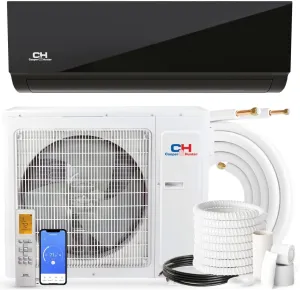 Cooper&Hunter, Olivia Series Midnight Edition, 12,000 BTU, 115V, 22.7 SEER, Ductless Mini Split AC/Heater with Black Panel including Installation kit