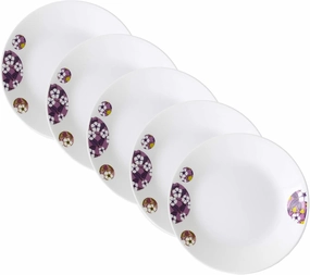 Corelle J106-BBFL CP-1707 Small Dish, Set of 5, Plates, Shatter-Resistant, Lightweight, Microwave Safe, Oven Safe, Dishwasher Safe, Bonbon Flair