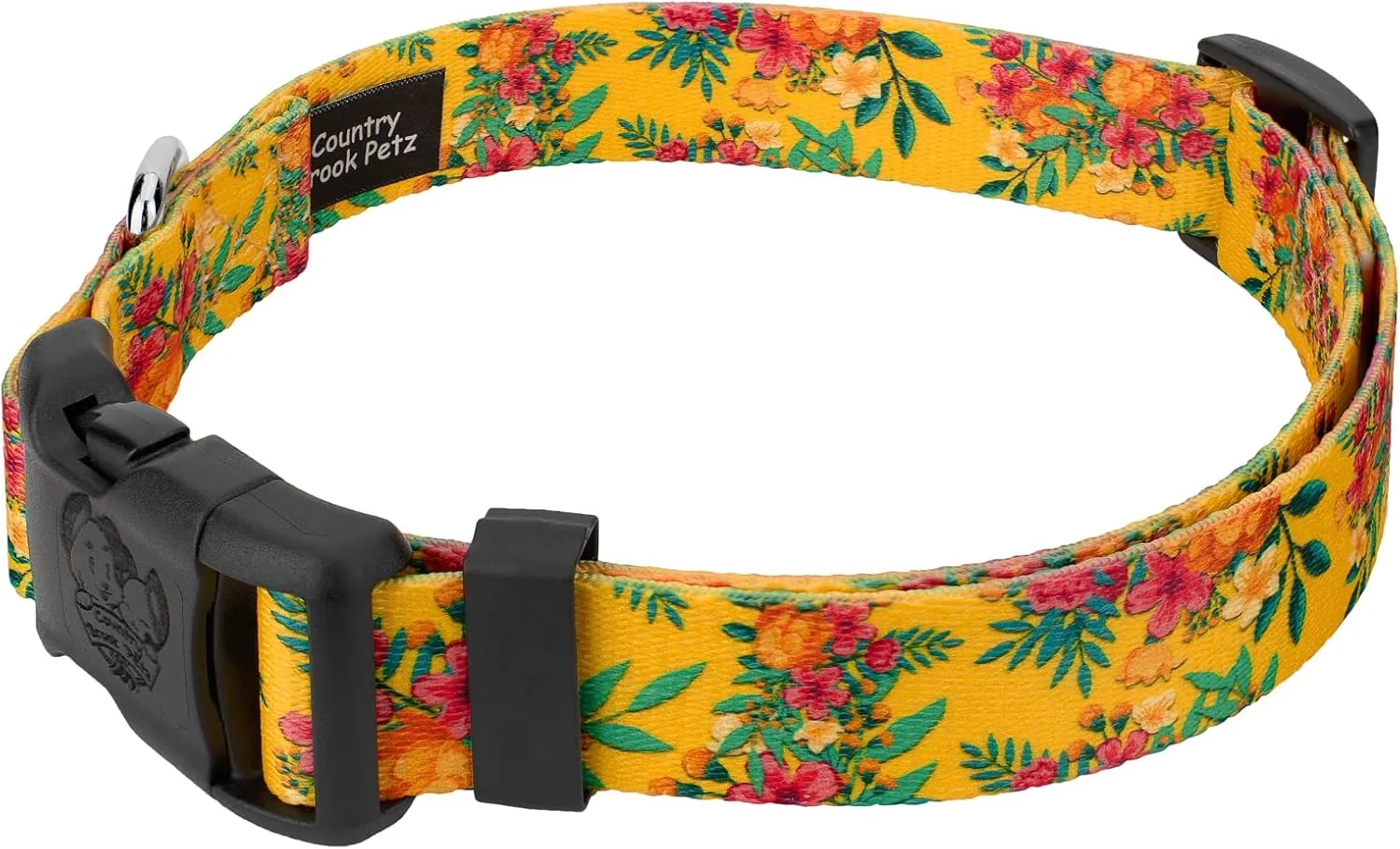 Country Brook Petz - Tropical Floral Deluxe Dog Collar and Leash Set - Summer Breeze Collection Featuring Sunny Designs (1 Inch, Large)