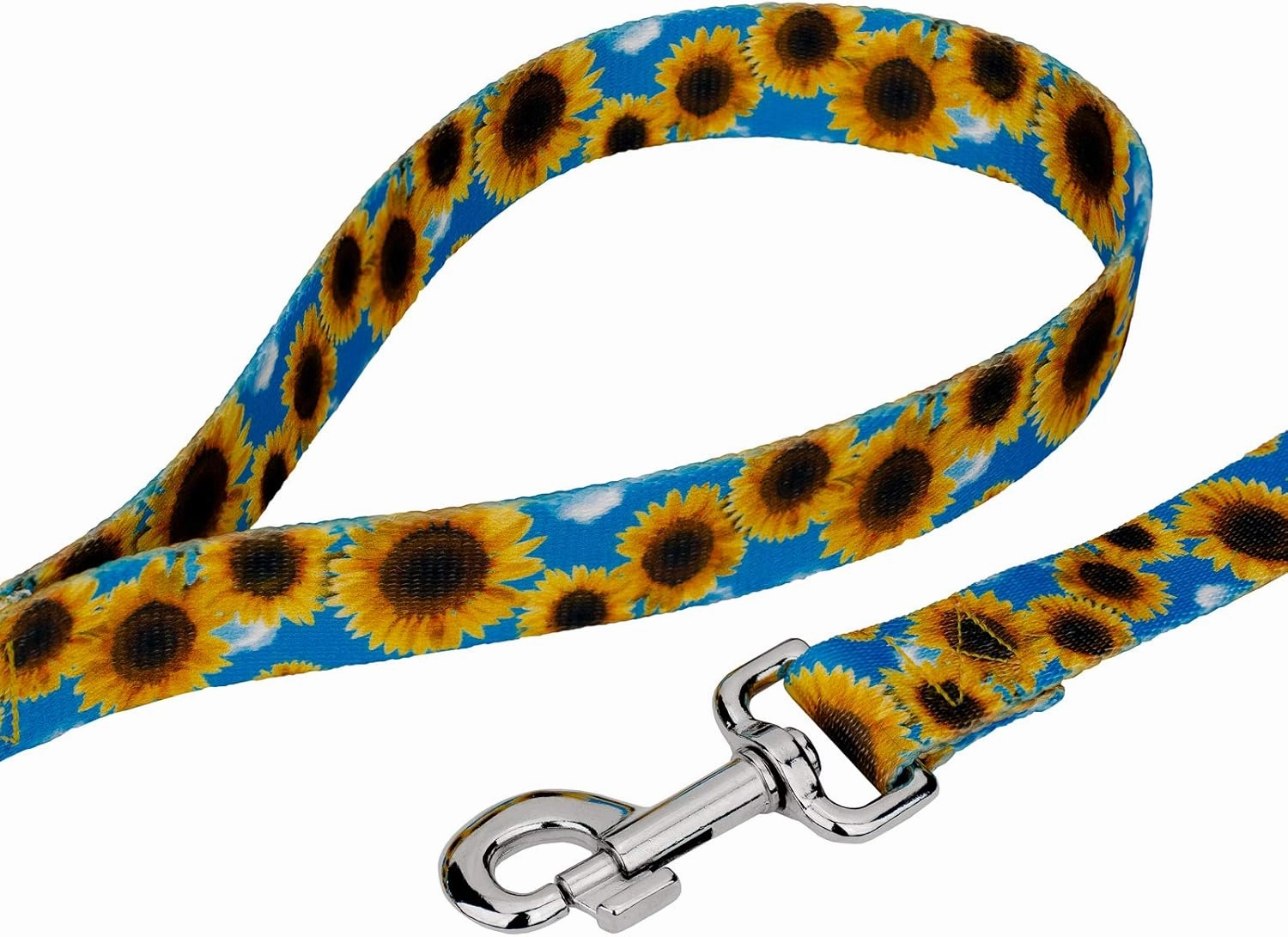 Country Brook Petz - Deluxe Sunflowers Dog Collar and Leash - Floral Collection Featuring Charming Designs (1 Inch, Medium)