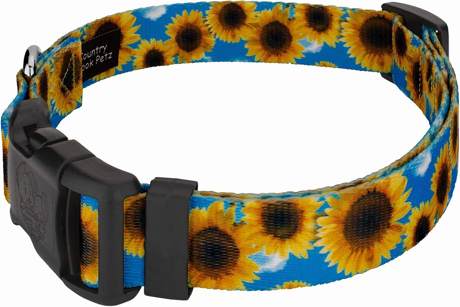 Country Brook Petz - Deluxe Sunflowers Dog Collar and Leash - Floral Collection Featuring Charming Designs (1 Inch, Medium)