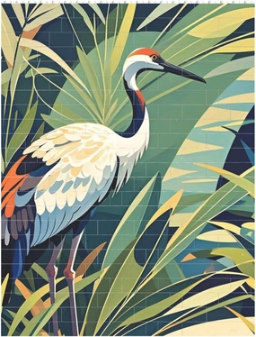 Crane Bird Wild Plants Building Block Puzzle Personalized Building Bricks for Adults Square Shaped Block Puzzle Building Valentine's Day Gifts for Home Decor Brick Puzzle